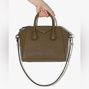 RARE Givenchy Small Antigona Grained Leather Shoulder Handbag Dark Khaki BNWT
